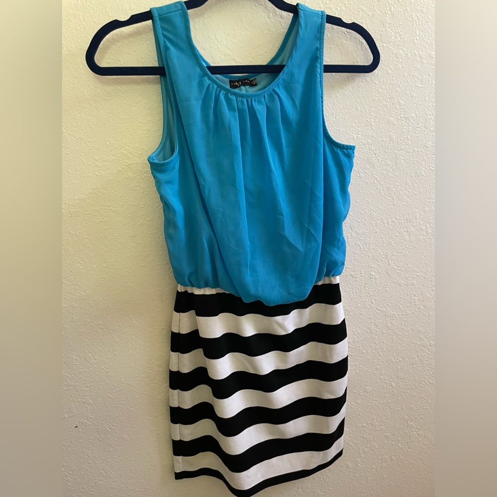 Blue and Black Striped Dress